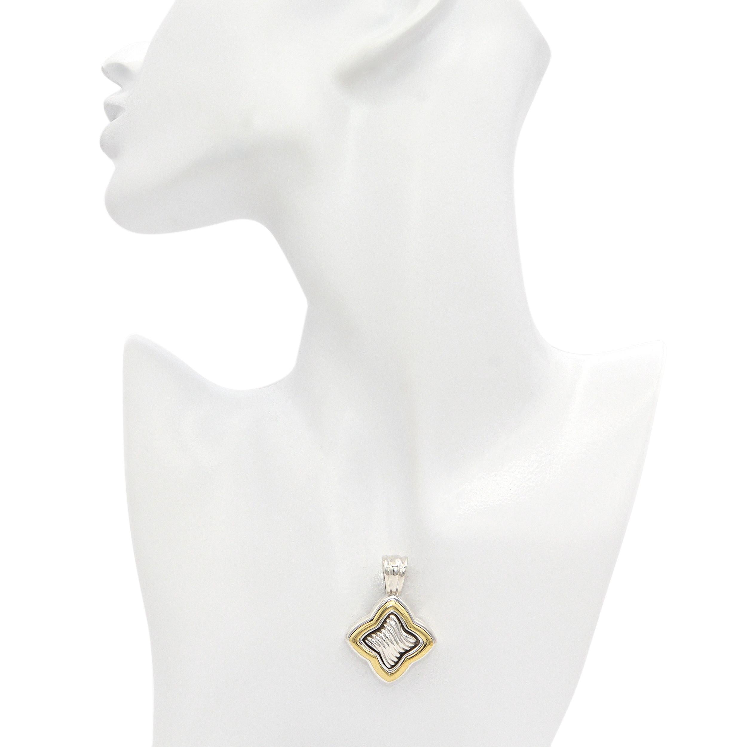 David Yurman Quatrefoil Sterling Silver & 18K Yellow Gold Cable Pendant Enhancer