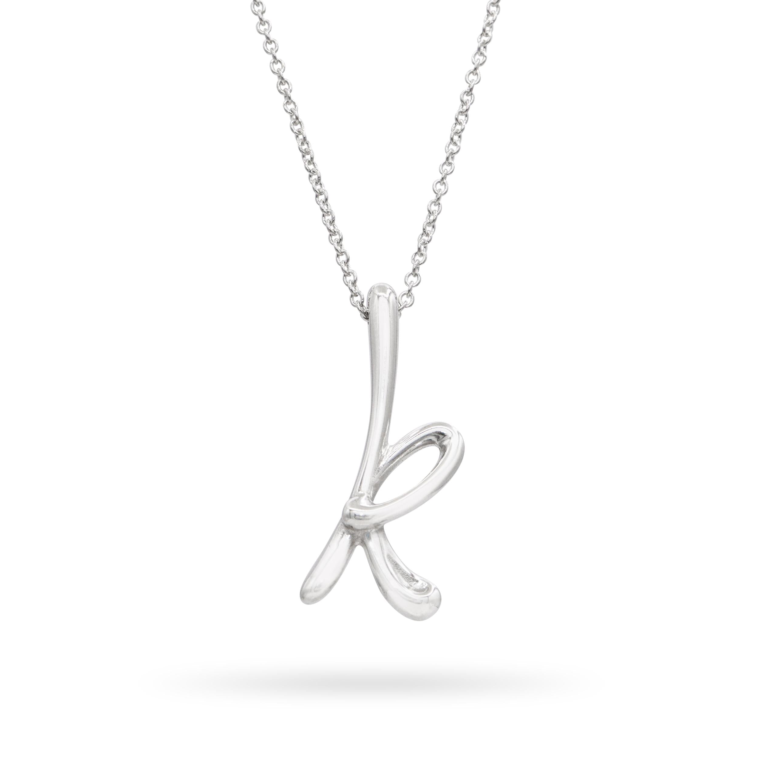 Tiffany & Co. Elsa Peretti Sterling Silver Letter K Initial Pendant Necklace