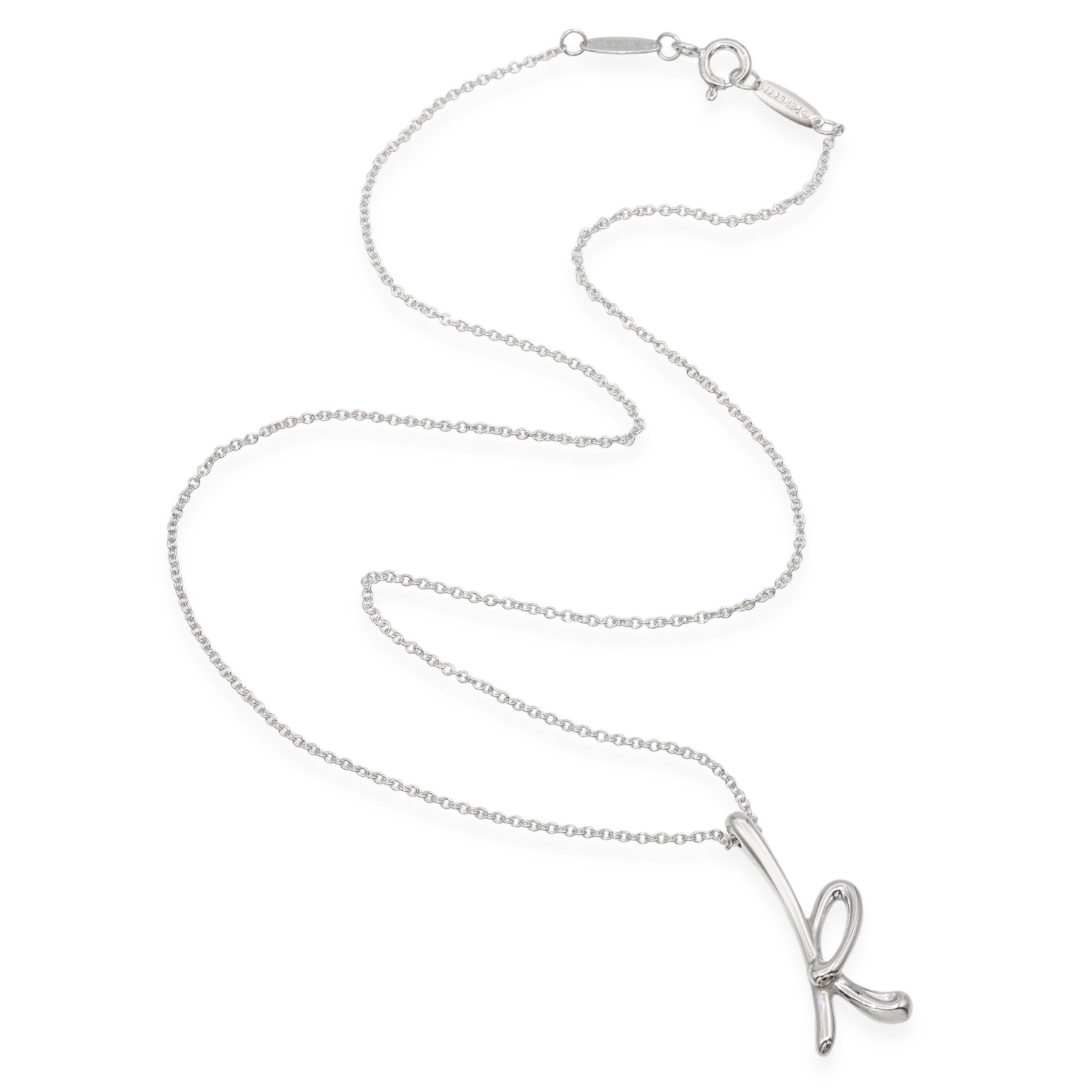 Tiffany & Co. Elsa Peretti Sterling Silver Letter K Initial Pendant Necklace