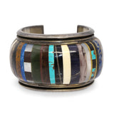 Vintage Southwestern Sterling Silver Multi-Stone Inlay Cuff Bracelet