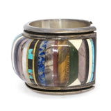 Vintage Southwestern Sterling Silver Multi-Stone Inlay Cuff Bracelet