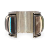 Vintage Southwestern Sterling Silver Multi-Stone Inlay Cuff Bracelet
