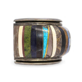 Vintage Southwestern Sterling Silver Multi-Stone Inlay Cuff Bracelet