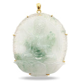 Vintage 18K Yellow Gold Carved Jade Guanyin Pendant