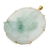 Vintage 18K Yellow Gold Carved Jade Guanyin Pendant