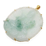 Vintage 18K Yellow Gold Carved Jade Guanyin Pendant