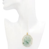 Vintage 18K Yellow Gold Carved Jade Guanyin Pendant