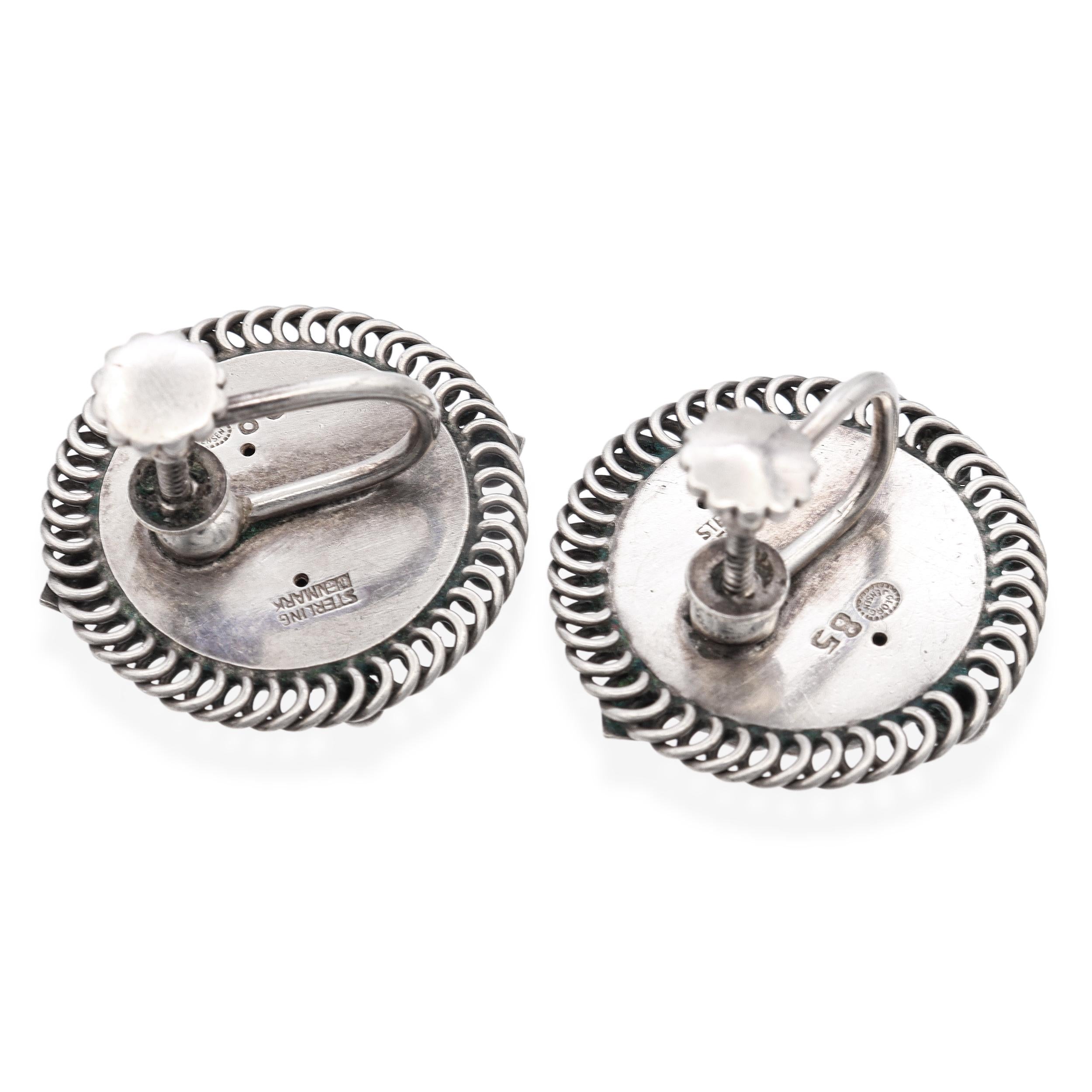 Vintage Georg Jensen No. 85 Sterling Silver Screw On Earrings