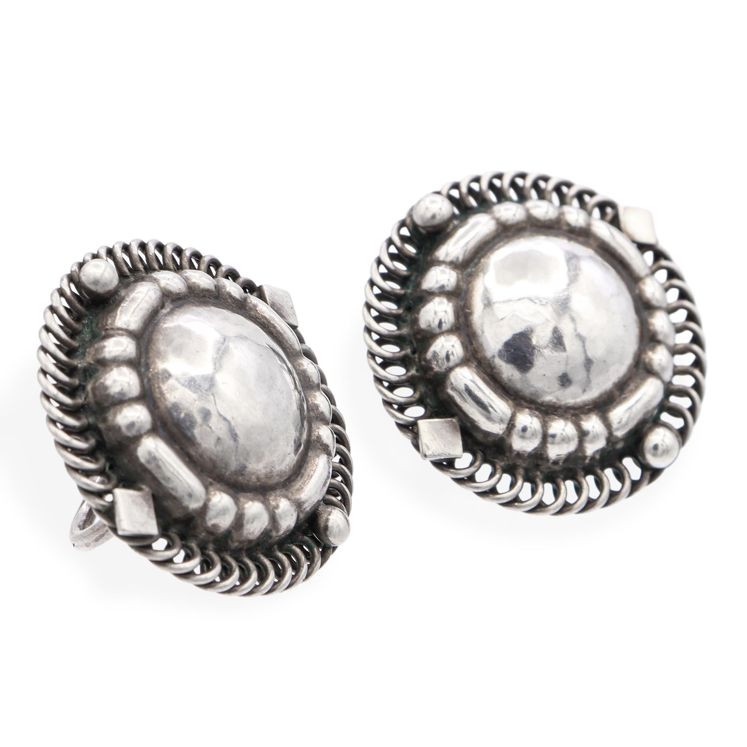 Vintage Georg Jensen No. 85 Sterling Silver Screw On Earrings