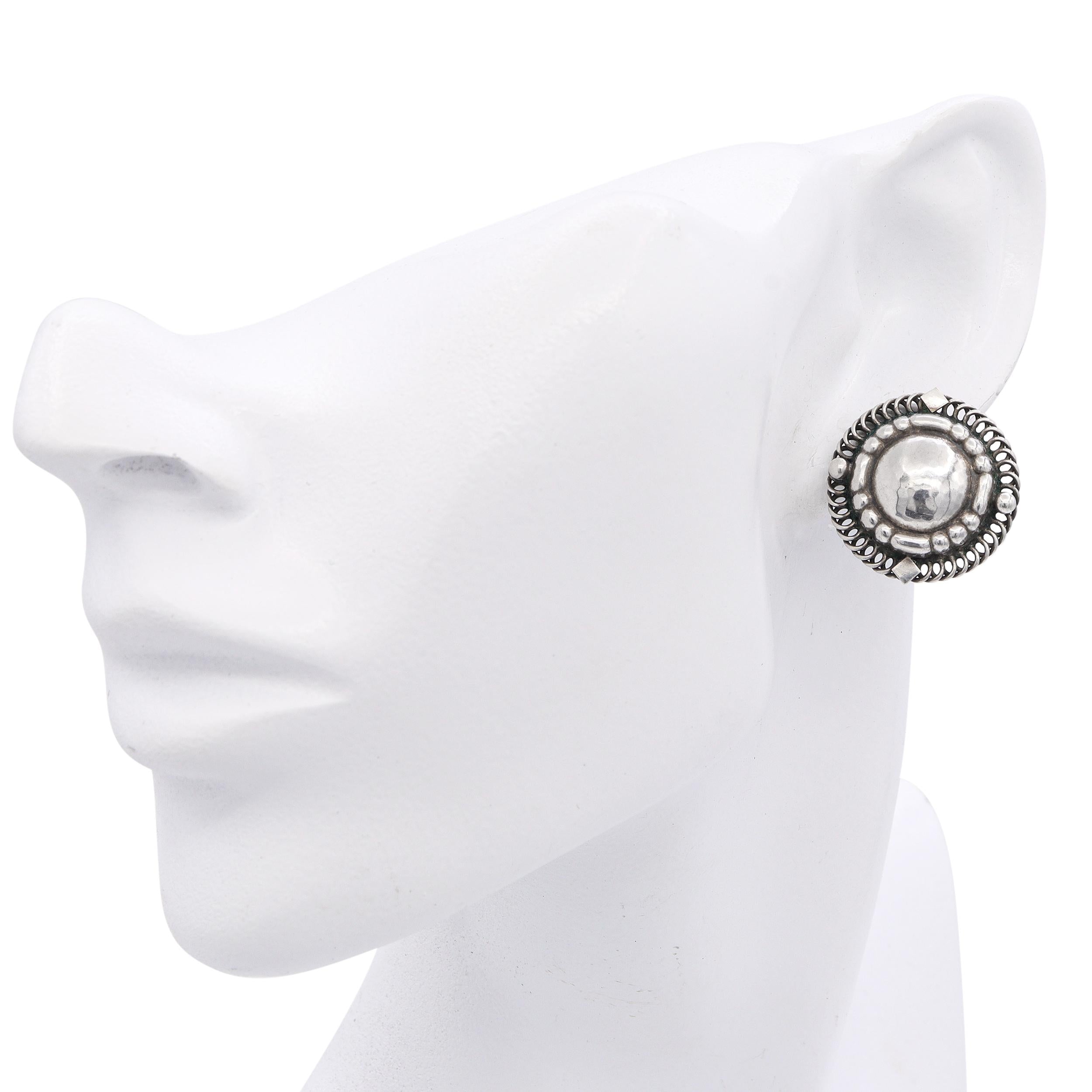 Vintage Georg Jensen No. 85 Sterling Silver Screw On Earrings
