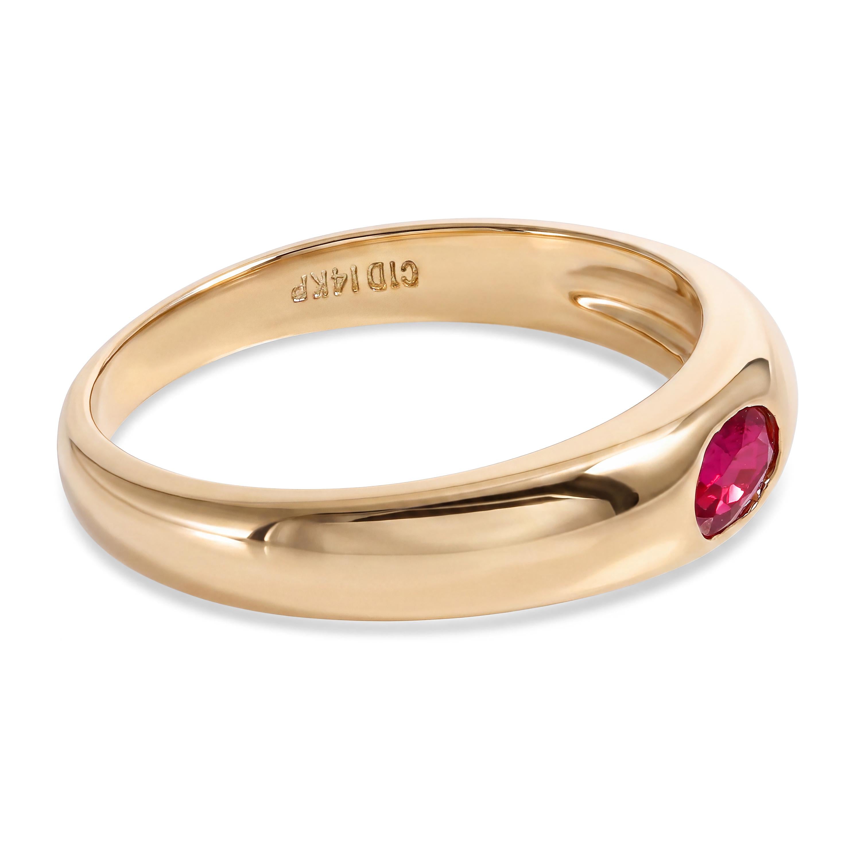 Vintage 14k Yellow Gold Flush Set Ruby Band Ring
