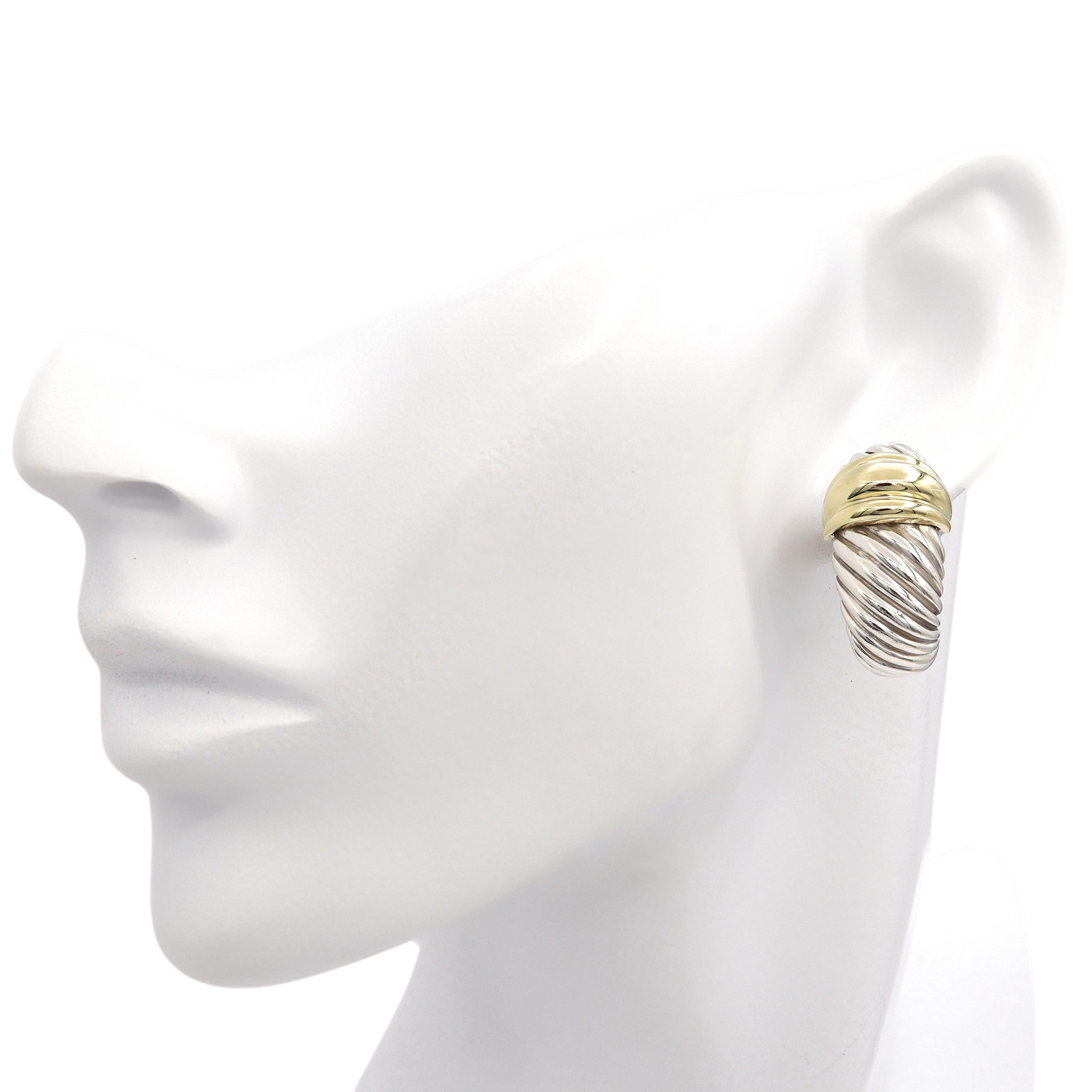 David Yurman 14K Yellow Gold & Sterling Silver Cable Shrimp Earrings