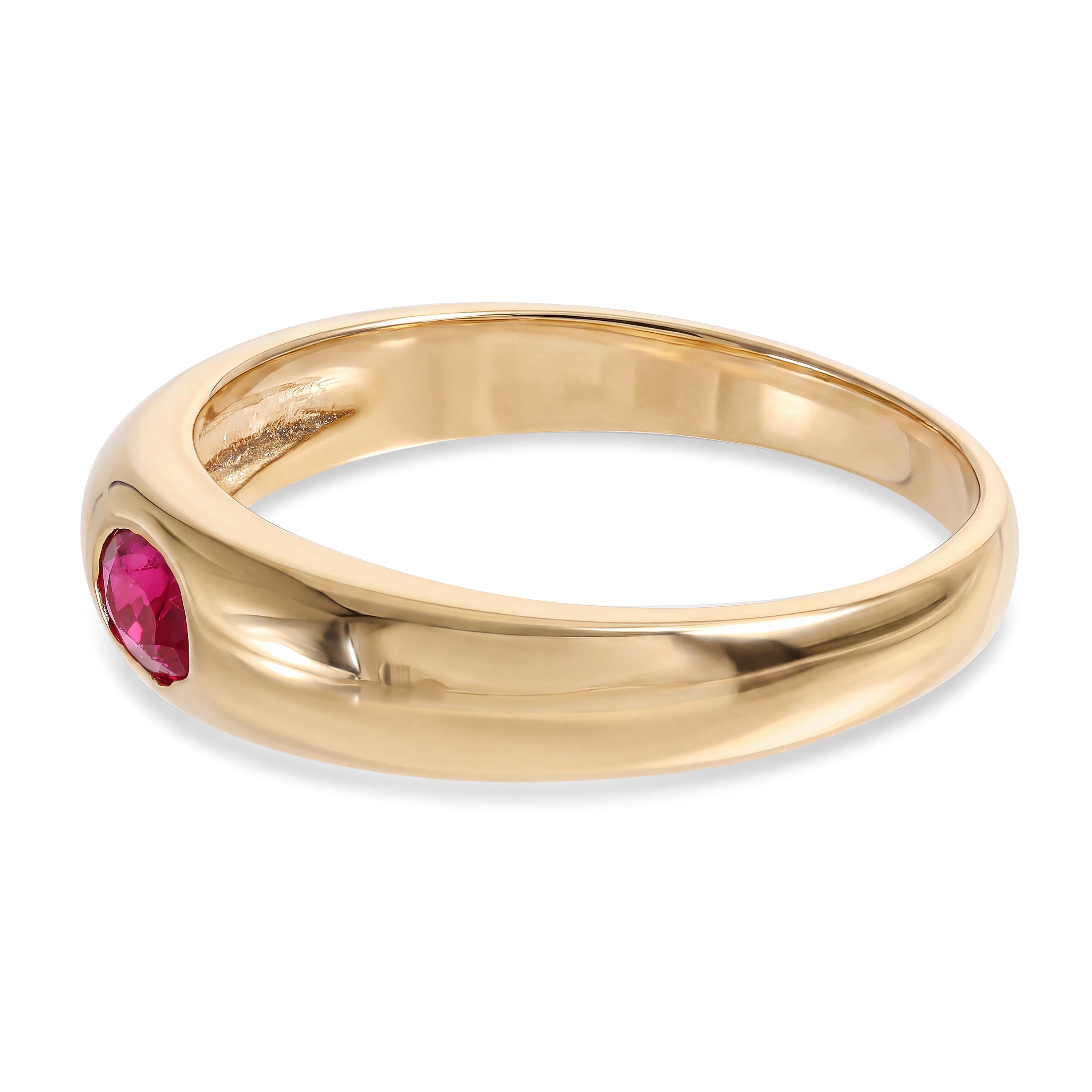 Vintage 14k Yellow Gold Flush Set Ruby Band Ring