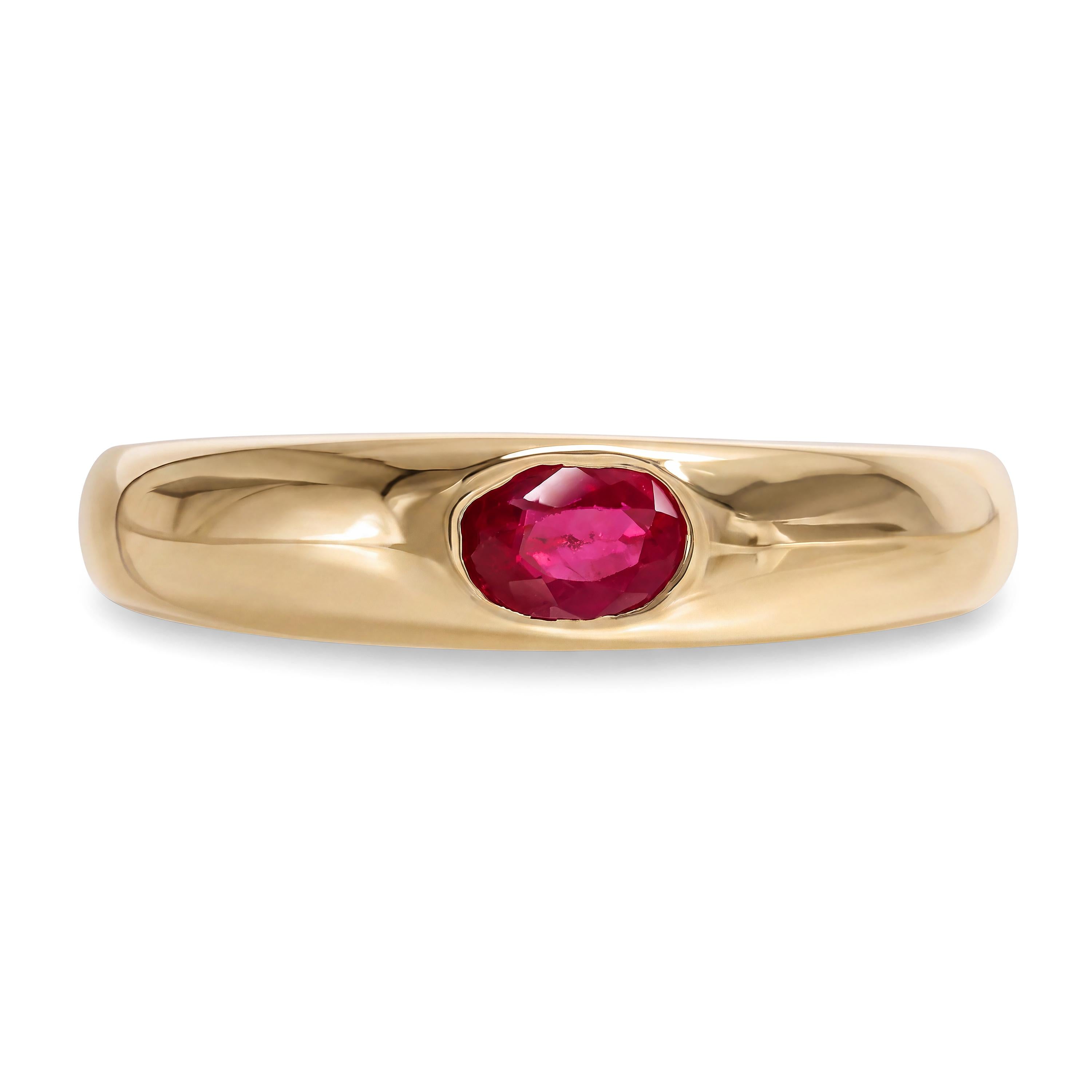 Vintage 14k Yellow Gold Flush Set Ruby Band Ring