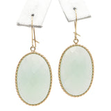 Vintage 14K Yellow Gold Faceted Chrysoprase Drop Earrings