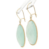 Vintage 14K Yellow Gold Faceted Chrysoprase Drop Earrings