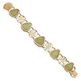 Vintage 14k Yellow Gold Carved Buddha Jadeite Jade Link Bracelet