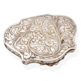 Antique Late Victorian Hand Engraved Silver Painted Enamel Lady Compact Case