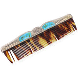 Antique Late Victorian Hand Engraved Silver Painted Enamel Cherubs Comb