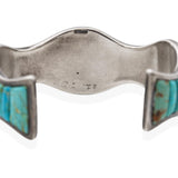Vintage Southwestern Signed TOLLE Sterling Silver Turquoise Cuff Bracelet