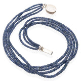 Sterling Silver Sapphire and Ruby Beaded Necklace