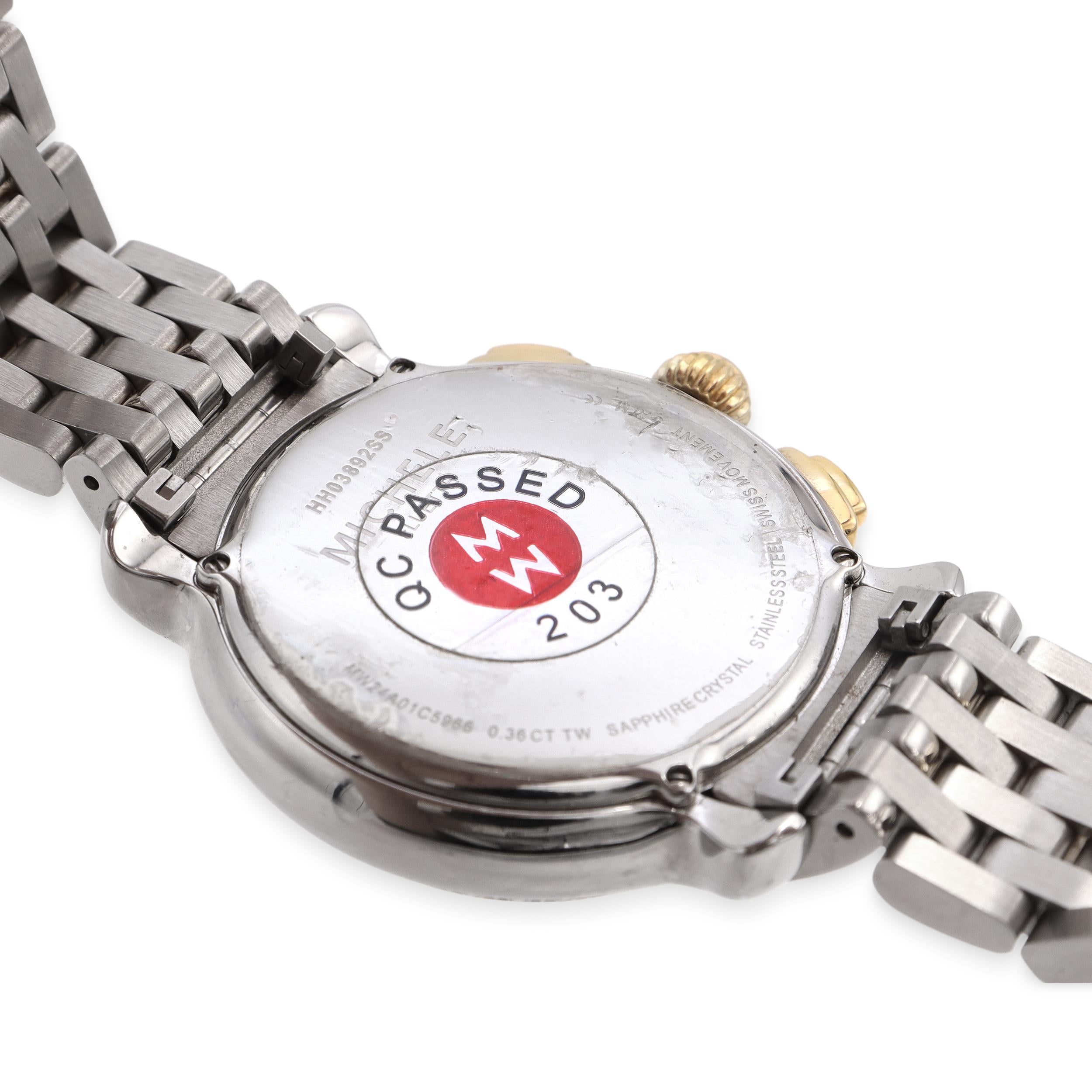 Michele Fluette Diamond Bezel Two-Tone Stainless Steel Chronograph Watch MW24A01