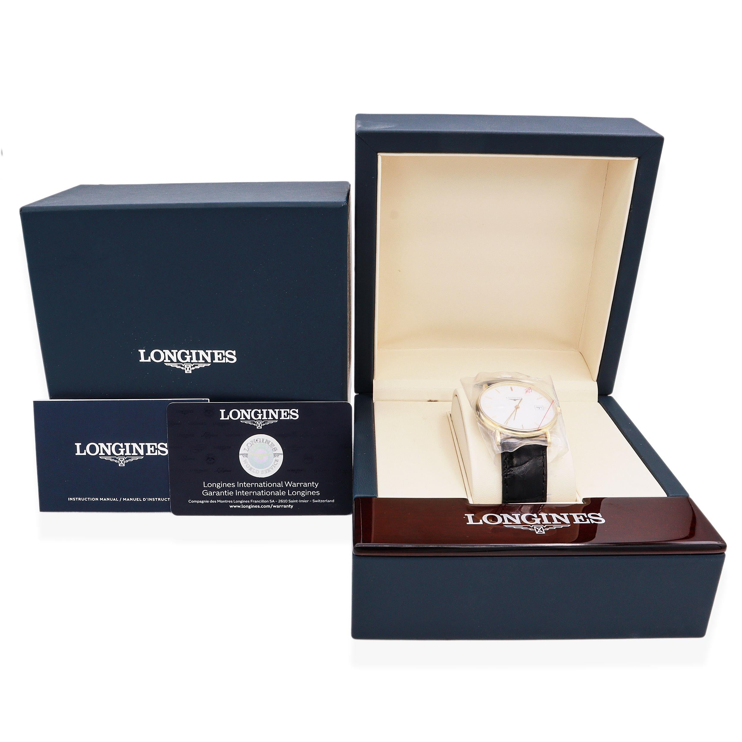 Longines Presence 18k Yellow Gold Date Quartz Men's Watch Ref. L4.743.6