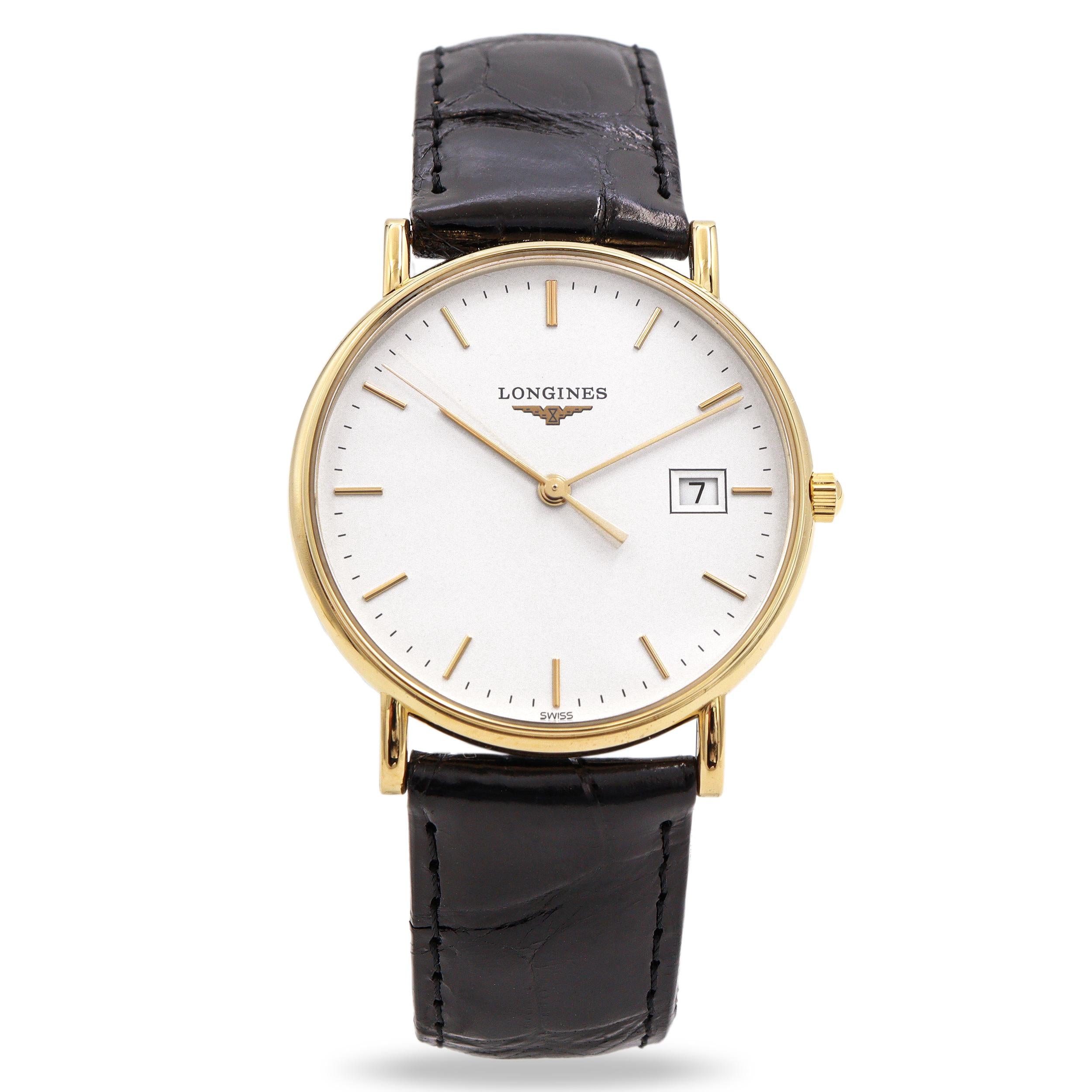 Longines Presence 18k Yellow Gold Date Quartz Men's Watch Ref. L4.743.6