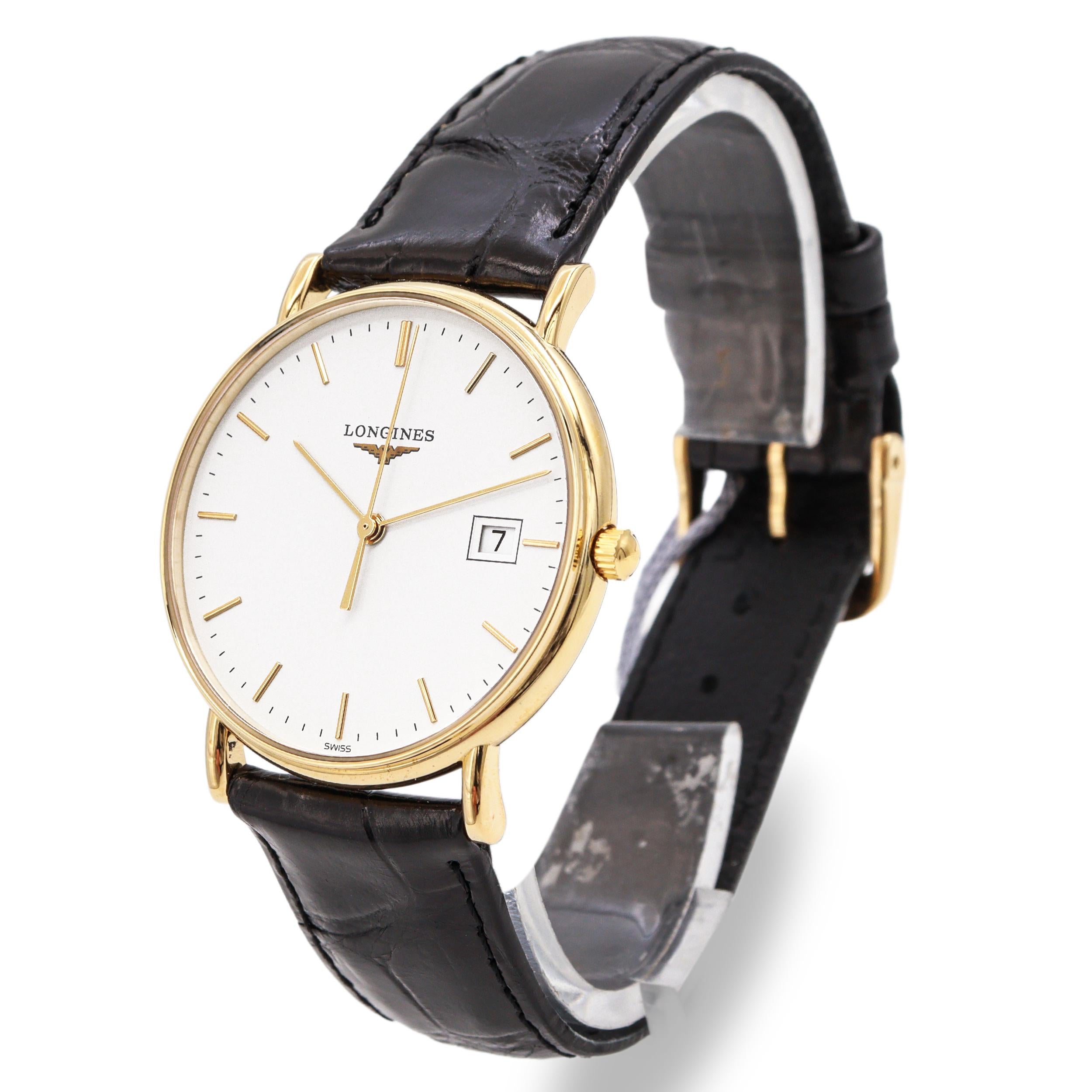 Longines Presence 18k Yellow Gold Date Quartz Men's Watch Ref. L4.743.6