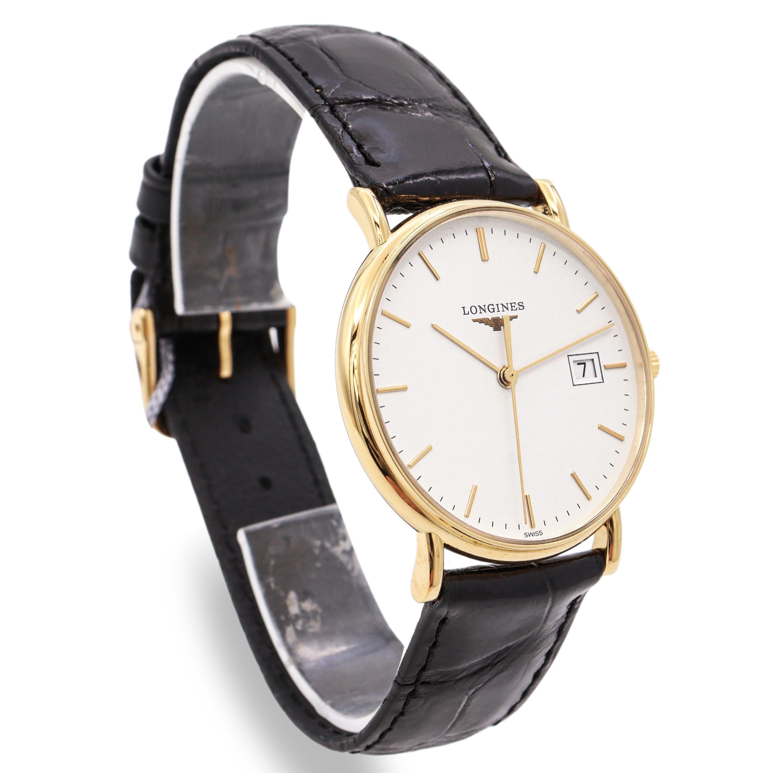 Longines Presence 18k Yellow Gold Date Quartz Men's Watch Ref. L4.743.6