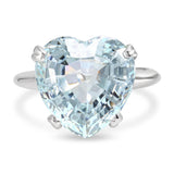 14k White Gold 6.37ct Aquamarine Heart Solitaire Ring