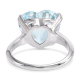 14k White Gold and 6.08ct Aquamarine Heart Cocktail Ring