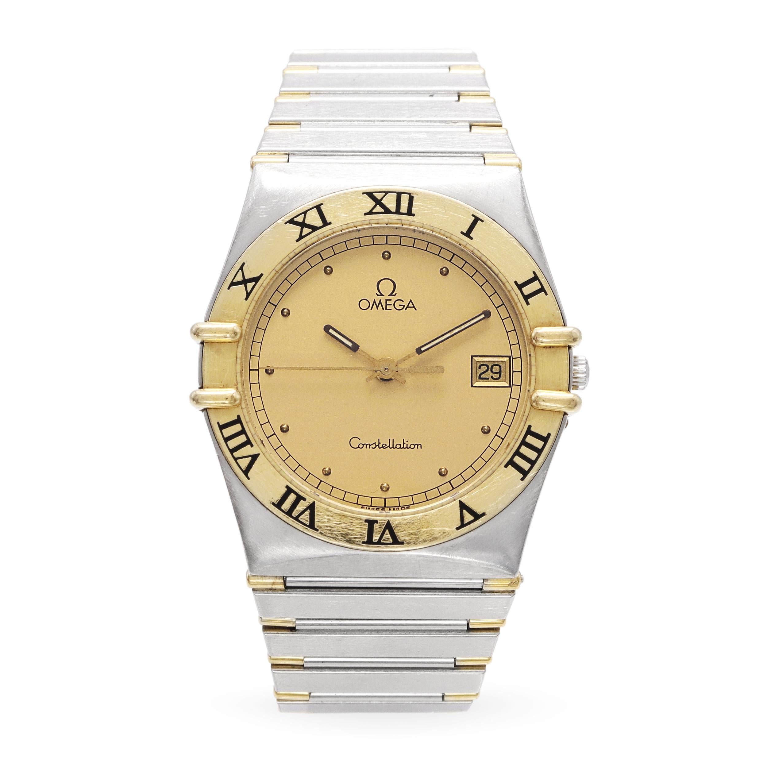 Omega Constellation Two-Tone Stainless Steel Date Quartz Watch