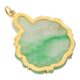 Vintage 14k Yellow Gold Carved Jade Pendant