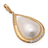Vintage 14k Yellow Gold Mabe Pearl and Diamond Pendant