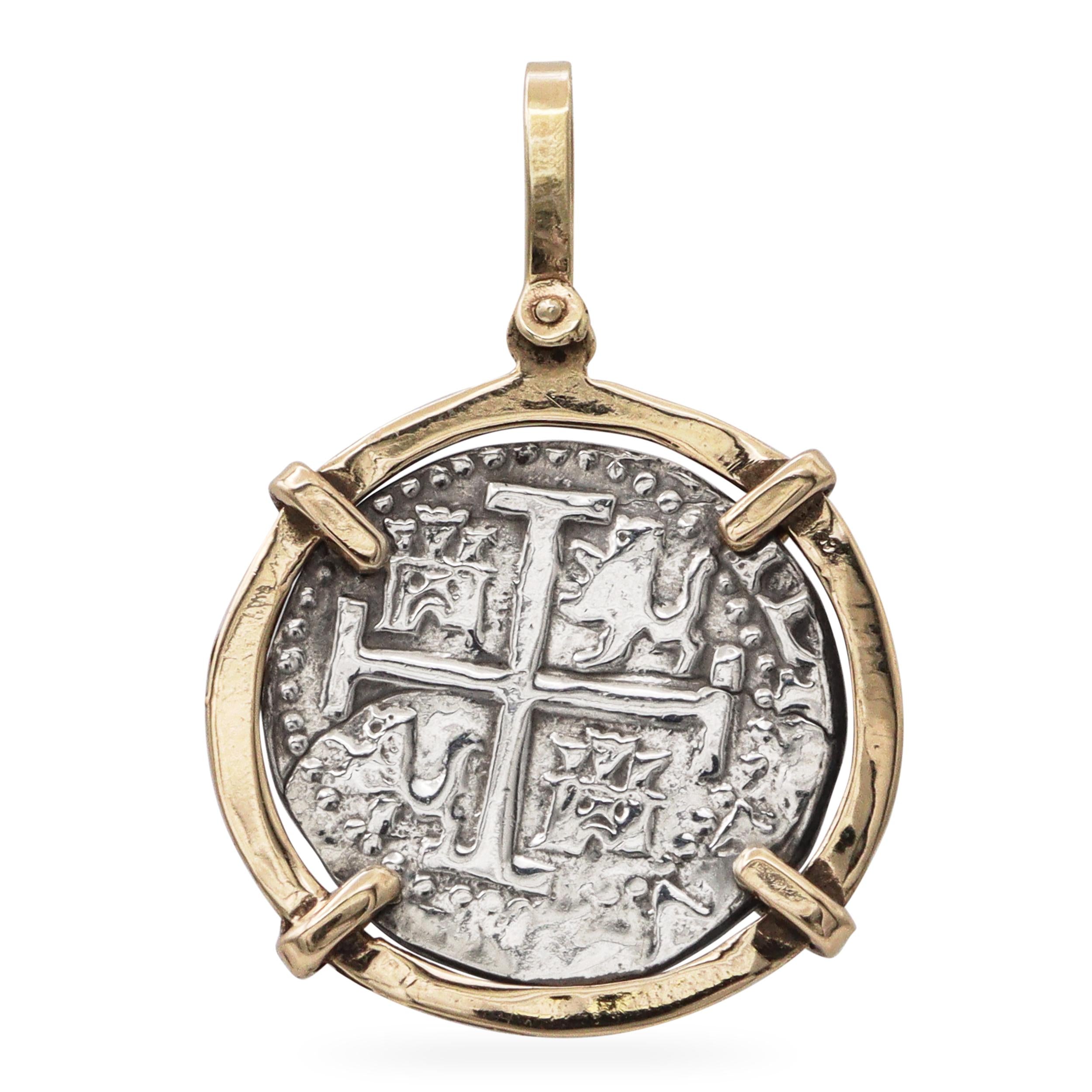 14k Yellow Gold and Silver Replica Atocha Shipwreck Coin Pendant