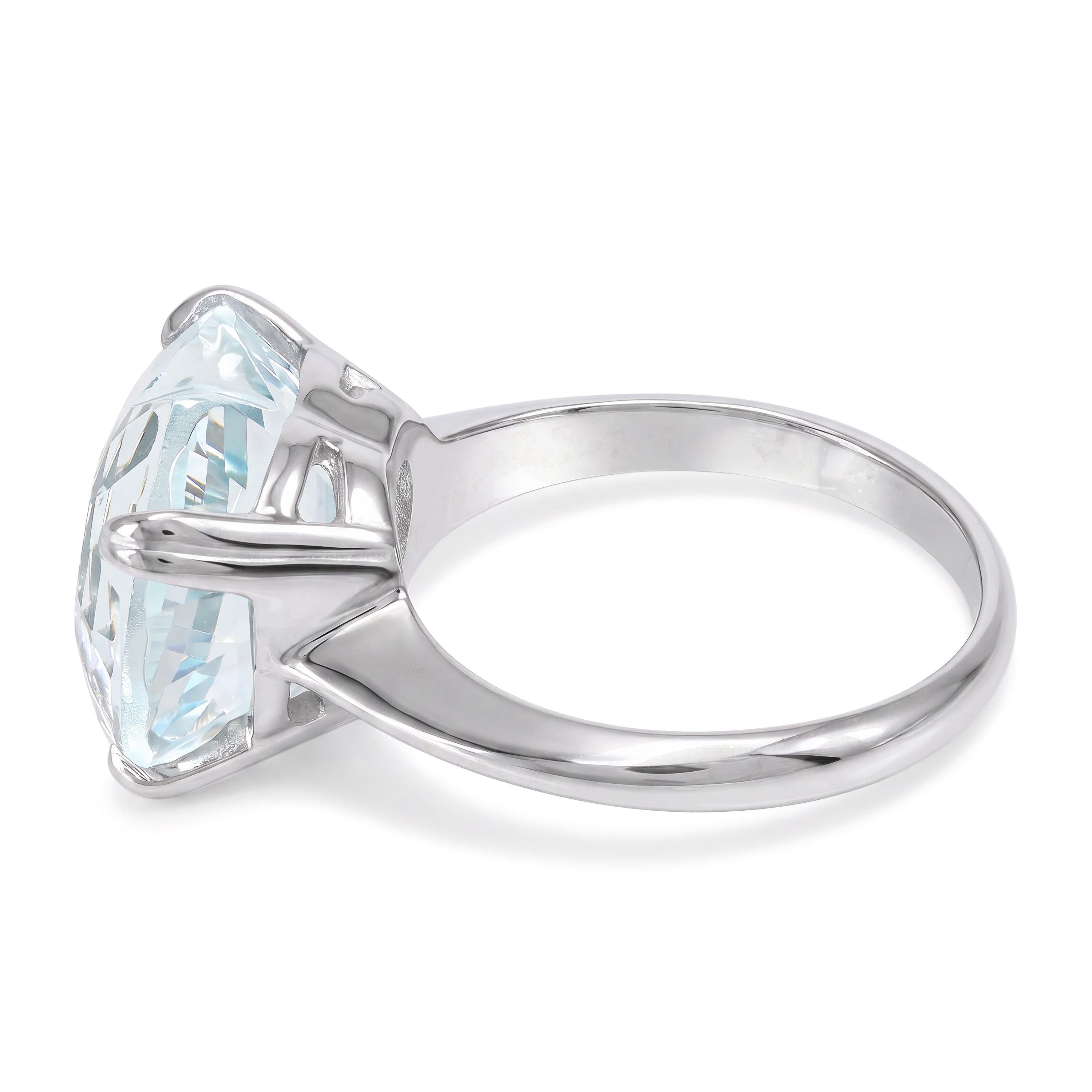 14k White Gold 6.37ct Aquamarine Heart Solitaire Ring