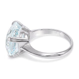 14k White Gold 6.37ct Aquamarine Heart Solitaire Ring