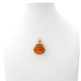 Vintage 14k Yellow Gold Baltic Amber and Pearl Pendant
