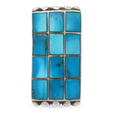 Vintage Southwest Navajo Norman Paul Sterling Silver Turquoise Inlay Ring