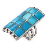 Vintage Southwest Navajo Norman Paul Sterling Silver Turquoise Inlay Ring