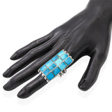 Vintage Southwest Navajo Norman Paul Sterling Silver Turquoise Inlay Ring
