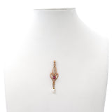 Antique 10k Yellow Gold Ruby and Natural Pearl Pendant