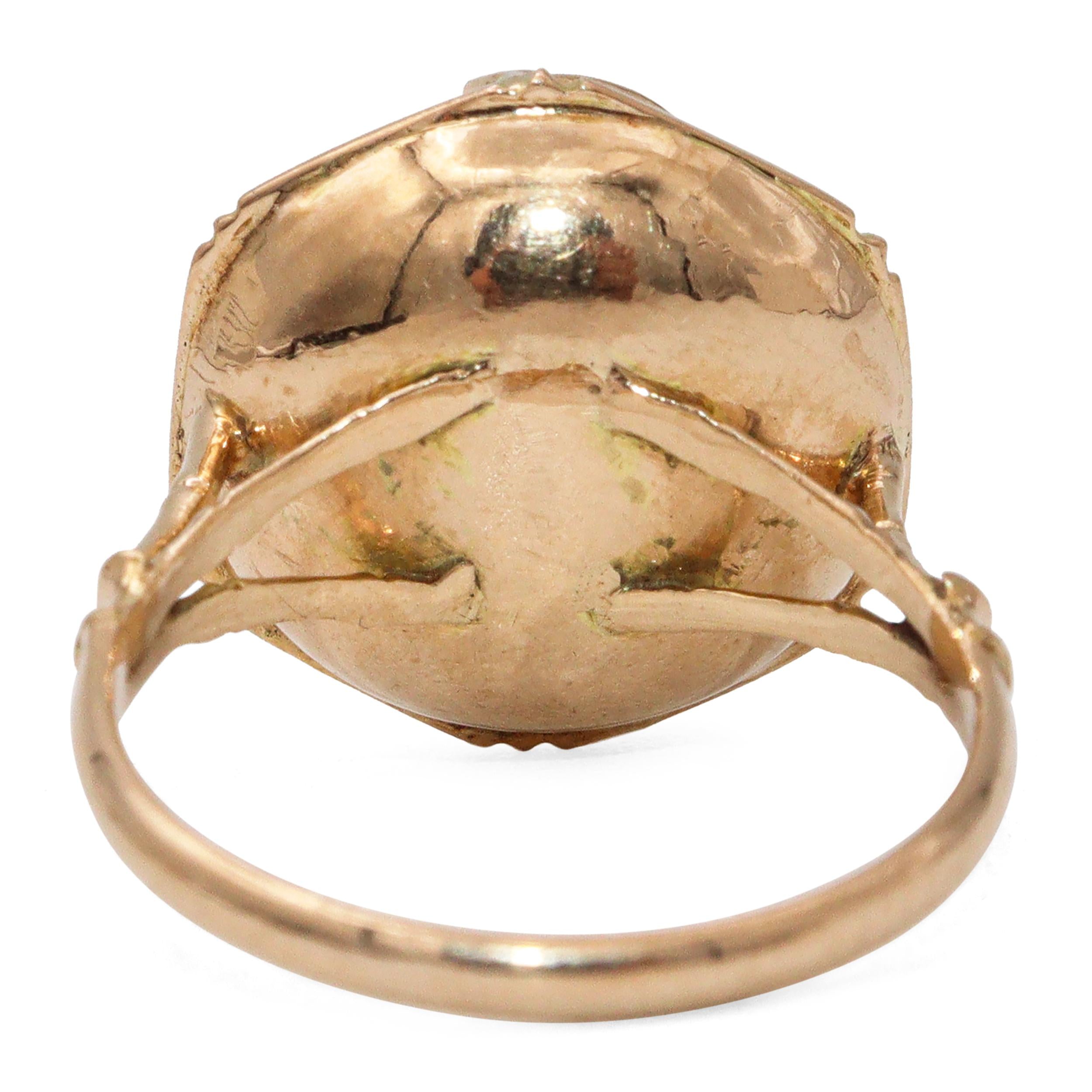 Vintage 14k Yellow Gold Mabe Pearl Bamboo Ring