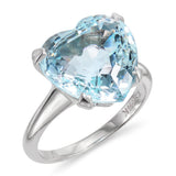 14k White Gold 6.37ct Aquamarine Heart Solitaire Ring