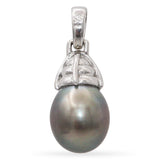 Vintage 14k White Gold Tahitian Pearl Charm Pendant