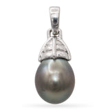 Vintage 14k White Gold Tahitian Pearl Charm Pendant