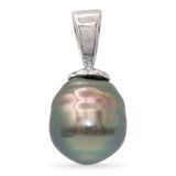 Vintage 14k White Gold Tahitian Pearl Pendant