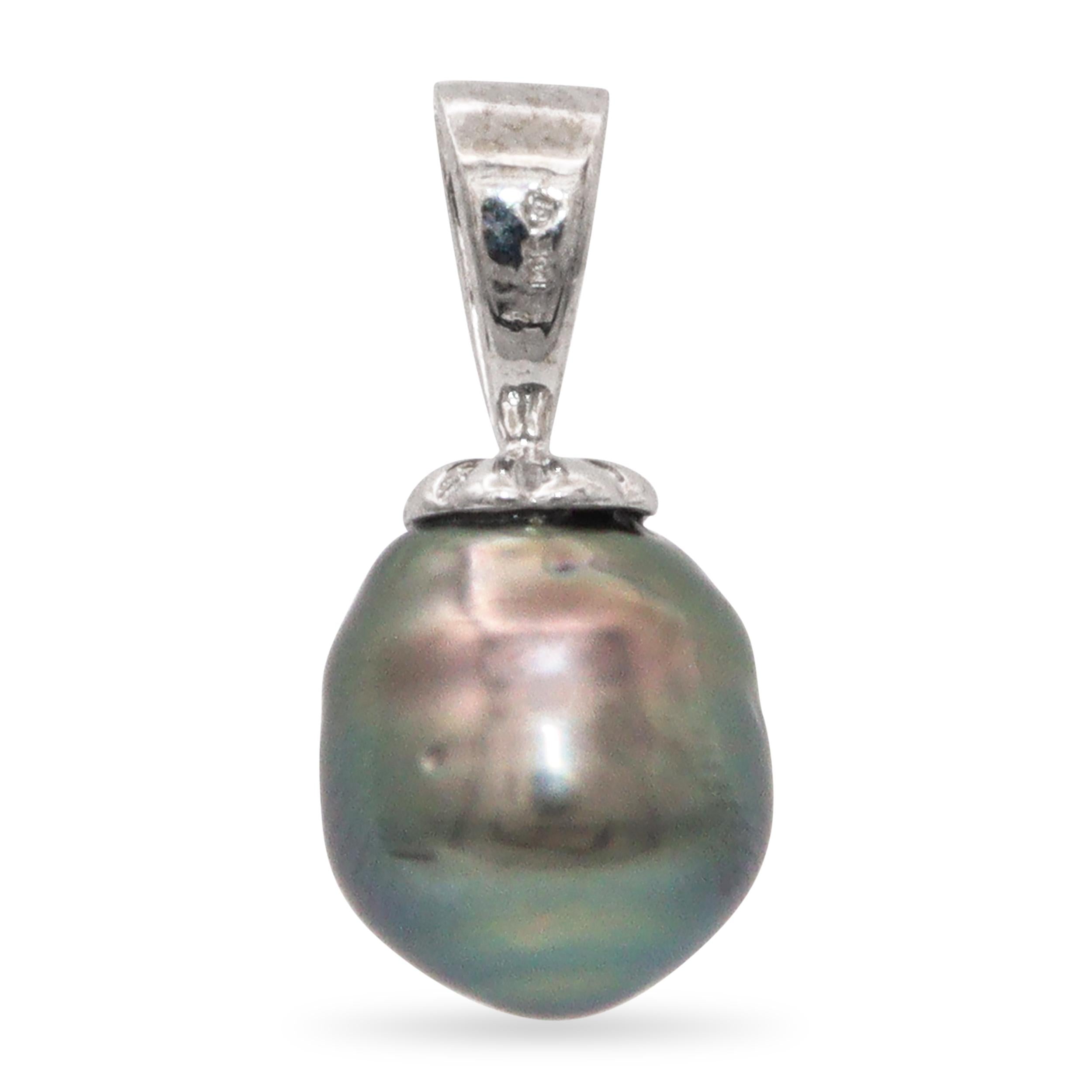 Vintage 14k White Gold Tahitian Pearl Pendant