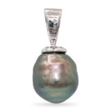 Vintage 14k White Gold Tahitian Pearl Pendant